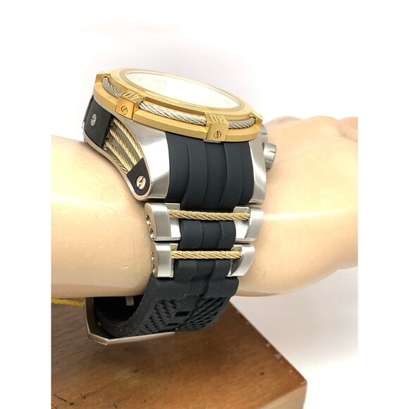 Invicta Men's Watch 37197 Bolt Quartz Chronograph Gold Silver Dial Rubber 51mm - Picture 13 of 15